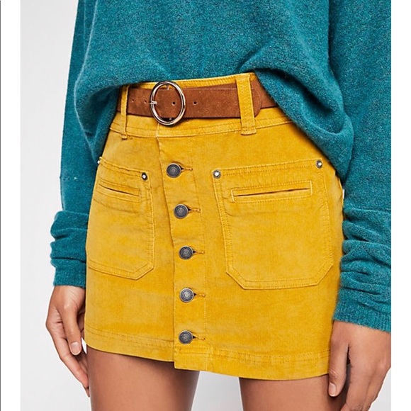 NWT Free People Corduroy mini skirt marigold - Picture 2 of 8